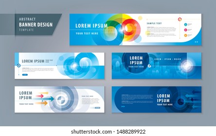 Abstract Banner Design Web Template Set, Horizontal Header Web Banner. Modern Target Cover Header Background For Website Design, Social Media Cover Ads Banner, Social Networks, Reach The Target,