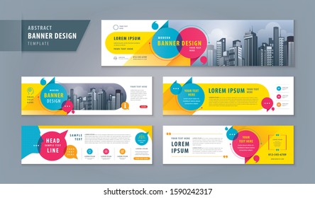 Abstract banner design web template Set, Horizontal header web banner. Modern cover header for website design, Social Media Cover ads banner, flyer, social networks, talk bubble, Speech Bubbles vector