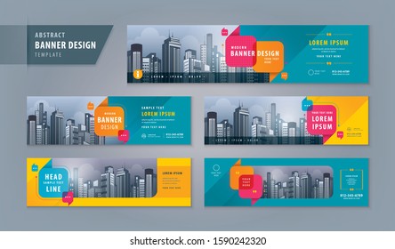 Abstract banner design web template Set, Horizontal header web banner. Modern cover header for website design, Social Media Cover ads banner, flyer, social networks, talk bubble, Speech Bubbles vector