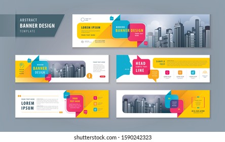 Abstract banner design web template Set, Horizontal header web banner. Modern cover header for website design, Social Media Cover ads banner, flyer, social networks, talk bubble, Speech Bubbles vector