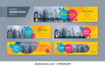 Abstract banner design web template Set, Horizontal header web banner. Modern cover header for website design, Social Media Cover ads banner, flyer, social networks, talk bubble, Speech Bubbles vector