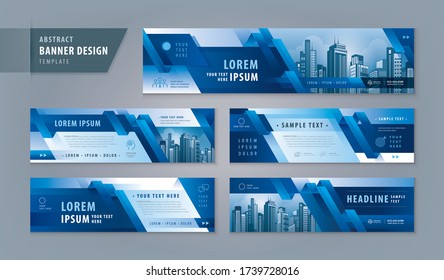 Abstract banner design web template Set, Horizontal header web banner. Modern Geometric Triangle cover header background for website design, Social Media Cover ads banner, flyer, Ribbon stripe.