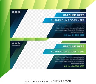 Abstract banner design web template Set, Horizontal header web banner. Modern Geometric diagonal photo cover background for website design, Social Media Cover ads, flyer, invitation card. blue color