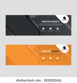 Abstract banner design web template Set, Horizontal header web banner. Modern Geometric Blue Triangle cover header background for website design, Social Media Cover ads banner, flyer, invitation card