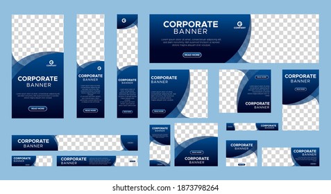 Abstract banner design web template Set, Horizontal header web banner. Modern Gradient Blue cover header background for website design, Social Media Cover ads banner, flyer, invitation card