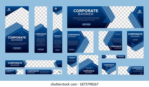 Abstract banner design web template Set, Horizontal header web banner. Modern Gradient Blue cover header background for website design, Social Media Cover ads banner, flyer, invitation card