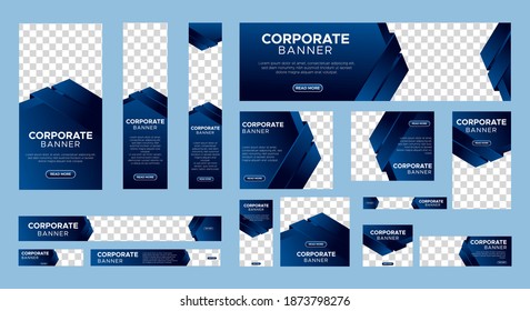 Abstract banner design web template Set, Horizontal header web banner. Modern Gradient Blue cover header background for website design, Social Media Cover ads banner, flyer, invitation card