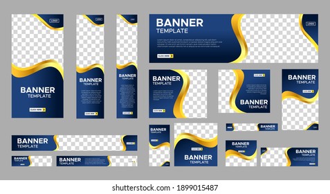 Abstract banner design web template Set, Horizontal header web banner. Modern Gradient Blue cover header background for website design, Social Media Cover ads banner, flyer, invitation card