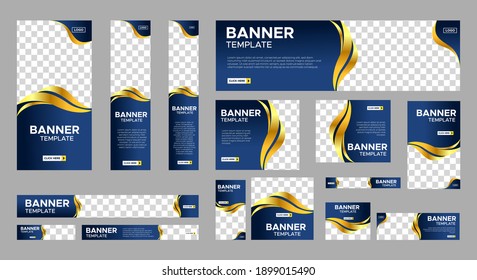Abstract banner design web template Set, Horizontal header web banner. Modern Gradient Blue cover header background for website design, Social Media Cover ads banner, flyer, invitation card