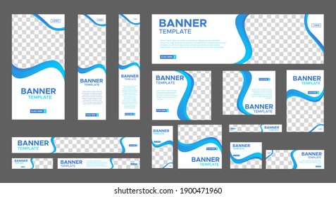 Abstract banner design web template Set, Horizontal header web banner. Modern white and blue cover header background for website design, Social Media Cover ads banner, flyer, invitation card