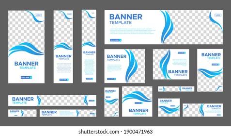 Abstract banner design web template Set, Horizontal header web banner. Modern white and blue cover header background for website design, Social Media Cover ads banner, flyer, invitation card