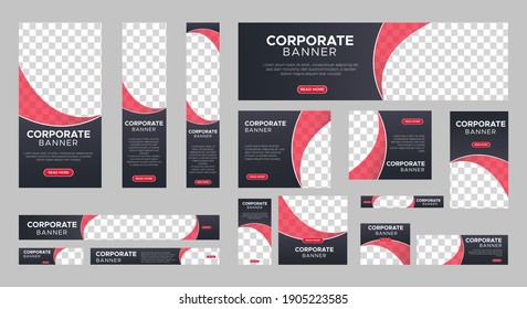 Abstract banner design web template Set, Horizontal header web banner. Modern gradient black cover header background for website design, Social Media Cover ads banner, flyer, invitation card