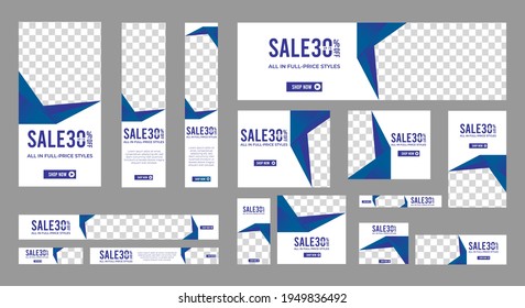Resumen de la plantilla web de diseño de pancartas Set, Banner web de encabezado horizontal. Fondo de cabecera de cubierta azul gradiente moderno para diseño de sitios web, banner de anuncios de cubierta de medios sociales, volante, tarjeta de invitación