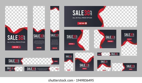 Abstract banner design web template Set, Horizontal header web banner. Modern Gradient red cover header background for website design, Social Media Cover ads banner, flyer, invitation card