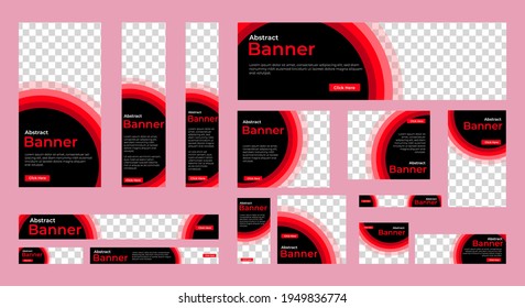 Abstract banner design web template Set, Horizontal header web banner. Modern red cover header background for website design, Social Media Cover ads banner, flyer, invitation card