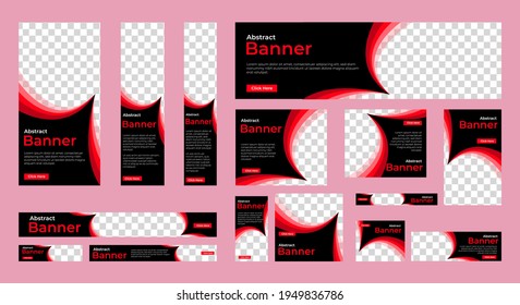 Abstract banner design web template Set, Horizontal header web banner. Modern red cover header background for website design, Social Media Cover ads banner, flyer, invitation card