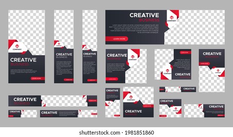 Abstract banner design web template Set, Horizontal header web banner. Modern Gradient red cover header background for website design, Social Media Cover ads banner, flyer, invitation card