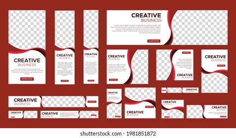 Abstract banner design web template Set, Horizontal header web banner. Modern Gradient red cover header background for website design, Social Media Cover ads banner, flyer, invitation card