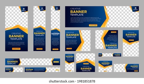 Abstract banner design web template Set, Horizontal header web banner. Modern Gradient blue cover header background for website design, Social Media Cover ads banner, flyer, invitation card