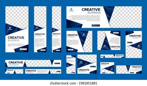 Resumen de la plantilla web de diseño de pancartas Set, Banner web de encabezado horizontal. Fondo de cabecera de cubierta azul gradiente moderno para diseño de sitios web, banner de anuncios de cubierta de medios sociales, volante, tarjeta de invitación