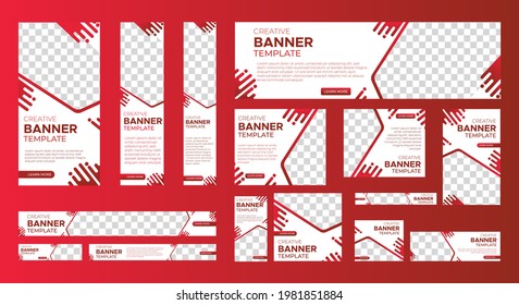 Abstract banner design web template Set, Horizontal header web banner. Modern Gradient red cover header background for website design, Social Media Cover ads banner, flyer, invitation card