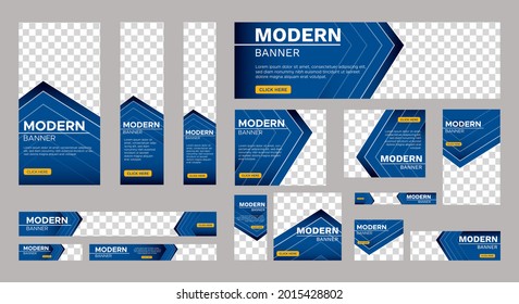 Abstract banner design web template Set, Horizontal web banner. Modern Gradient Blue cover header background for website design, Social Media Cover ads banner, flyer, invitation card. Vector EPS 10