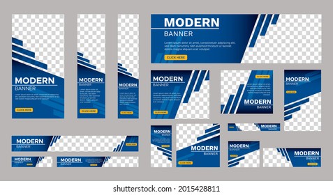 Abstrakter Banner Design Web Template Set, Horizontaler Web-Banner. Modern Gradient Blue Titelhintergrund für Website-Design, Social Media Cover-Anzeigen Banner, Flyer, Einladungskarte. Vektor EPS10