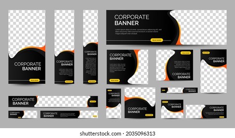 Abstract banner design web template Set, Horizontal header web banner. Modern Gradient Black cover header background for website design, Social Media Cover ads banner, flyer, invitation card