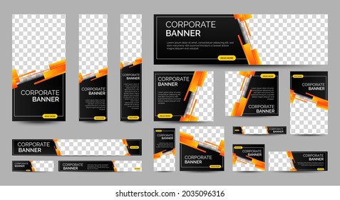 Abstract banner design web template Set, Horizontal header web banner. Modern Gradient Black cover header background for website design, Social Media Cover ads banner, flyer, invitation card