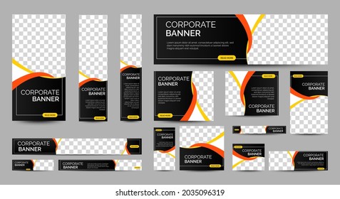 Abstract banner design web template Set, Horizontal header web banner. Modern Gradient Black cover header background for website design, Social Media Cover ads banner, flyer, invitation card