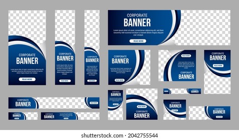 Abstract banner design web template Set, Horizontal header web banner. Modern Gradient Blue cover header background for website design, Social Media Cover ads banner, flyer, invitation card