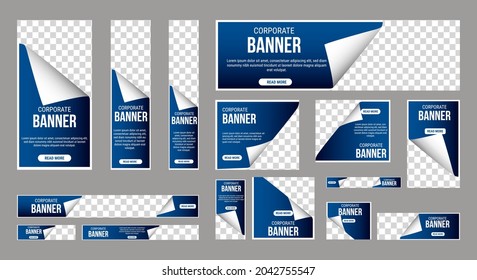 Abstract banner design web template Set, Horizontal header web banner. Modern Gradient Blue cover header background for website design, Social Media Cover ads banner, flyer, invitation card