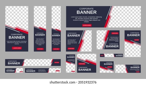 Abstract banner design web template Set, Horizontal header web banner. Modern Black and red cover header background for website design, Social Media Cover ads banner, flyer, invitation card