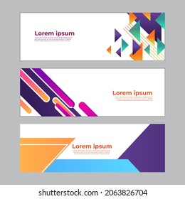 Abstract banner design web template set. Horizontal header web banner. Vector abstract graphic design banner pattern background template.