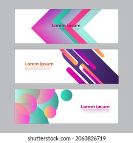 Abstract banner design web template set. Horizontal header web banner. Vector abstract graphic design banner pattern background template.