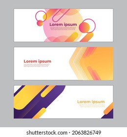 Abstract banner design web template set. Horizontal header web banner. Vector abstract graphic design banner pattern background template.