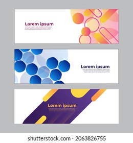 Resumen conjunto de plantillas web de diseño de banners. Banner web de encabezado horizontal. Plantilla de fondo de patrón de banner de diseño gráfico abstracto vectorial.