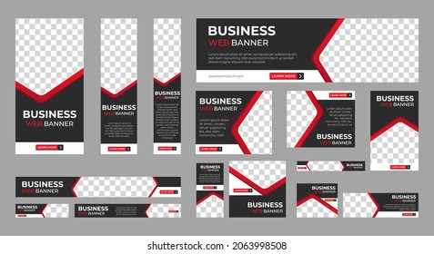 Abstract banner design web template Set, Horizontal header web banner. Modern gradient red and black cover header background for website design, Social Media Cover ads banner, flyer, invitation card