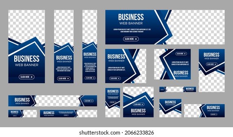 Abstract banner design web template Set, Horizontal header web banner. Modern Gradient Blue cover header background for website design, Social Media Cover ads banner, flyer, invitation card