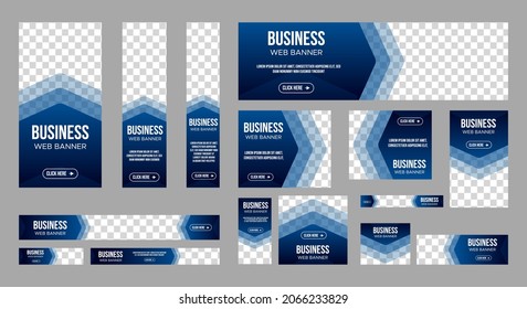 Abstract banner design web template Set, Horizontal header web banner. Modern Gradient Blue cover header background for website design, Social Media Cover ads banner, flyer, invitation card