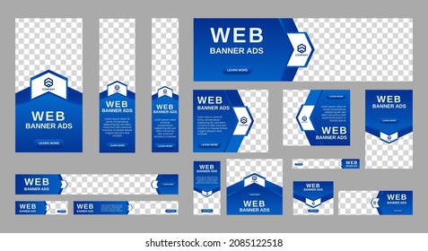 Abstract banner design web template Set, Horizontal header web banner. Modern Gradient Blue cover header background for website design, Social Media Cover ads banner, flyer, invitation card