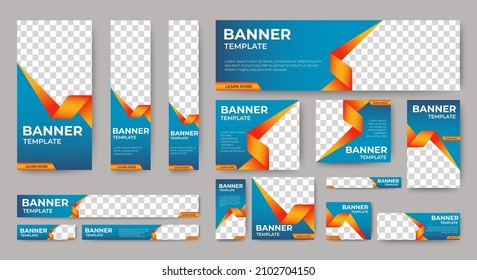 Abstract banner design web template Set, Horizontal header web banner. Modern Gradient Blue cover header background for website design, Social Media Cover ads banner, flyer, invitation card