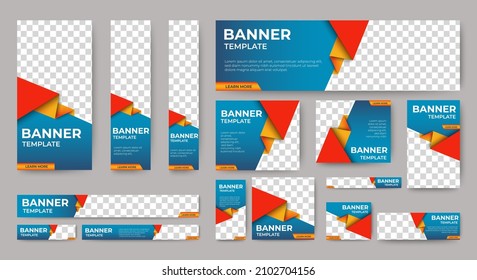 Abstract banner design web template Set, Horizontal header web banner. Modern Gradient Blue cover header background for website design, Social Media Cover ads banner, flyer, invitation card