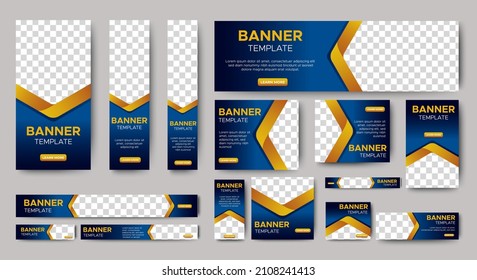 Abstract banner design web template Set, Horizontal header web banner. Modern Gradient Blue cover header background for website design, Social Media Cover ads banner, flyer, invitation card