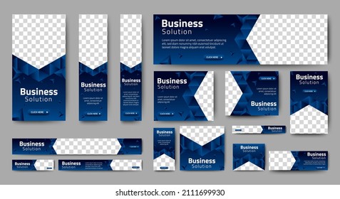 Abstract banner design web template Set, Horizontal header web banner. Modern Gradient Blue cover header background for website design, Social Media Cover ads banner, flyer, invitation card