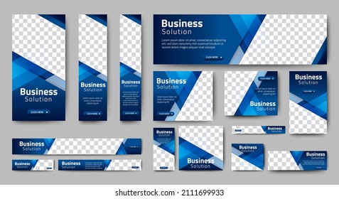 Abstract banner design web template Set, Horizontal header web banner. Modern Gradient Blue cover header background for website design, Social Media Cover ads banner, flyer, invitation card