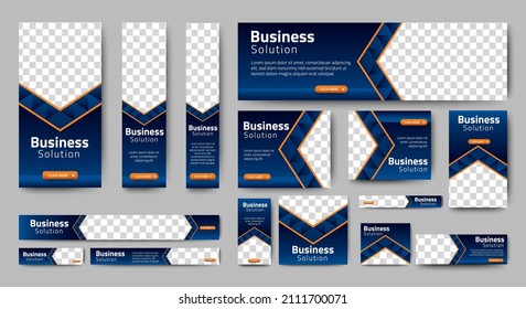 Abstract banner design web template Set, Horizontal header web banner. Modern Gradient Blue cover header background for website design, Social Media Cover ads banner, flyer, invitation card
