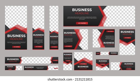 Abstract banner design web template Set, Horizontal header web banner. Modern Gradient Red cover header background for website design, Social Media Cover ads banner, flyer, invitation card