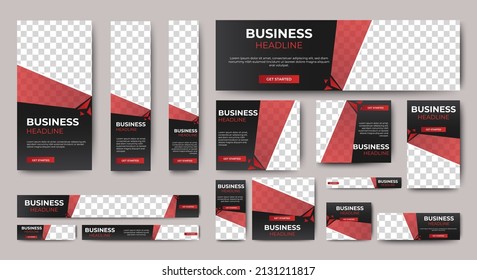 Abstract banner design web template Set, Horizontal header web banner. Modern Gradient Red cover header background for website design, Social Media Cover ads banner, flyer, invitation card