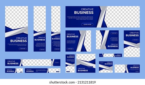 Abstract banner design web template Set, Horizontal header web banner. Modern Gradient Blue cover header background for website design, Social Media Cover ads banner, flyer, invitation card